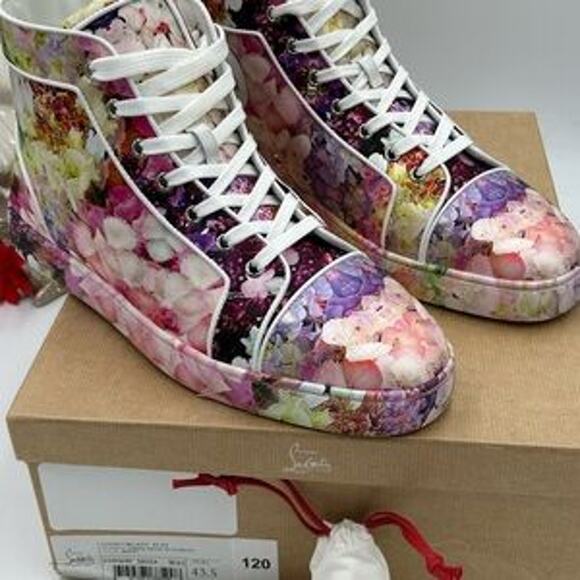 Christian Louboutin Orlato high top multicolor floral sneakers size 43.5 - Picture 13 of 14